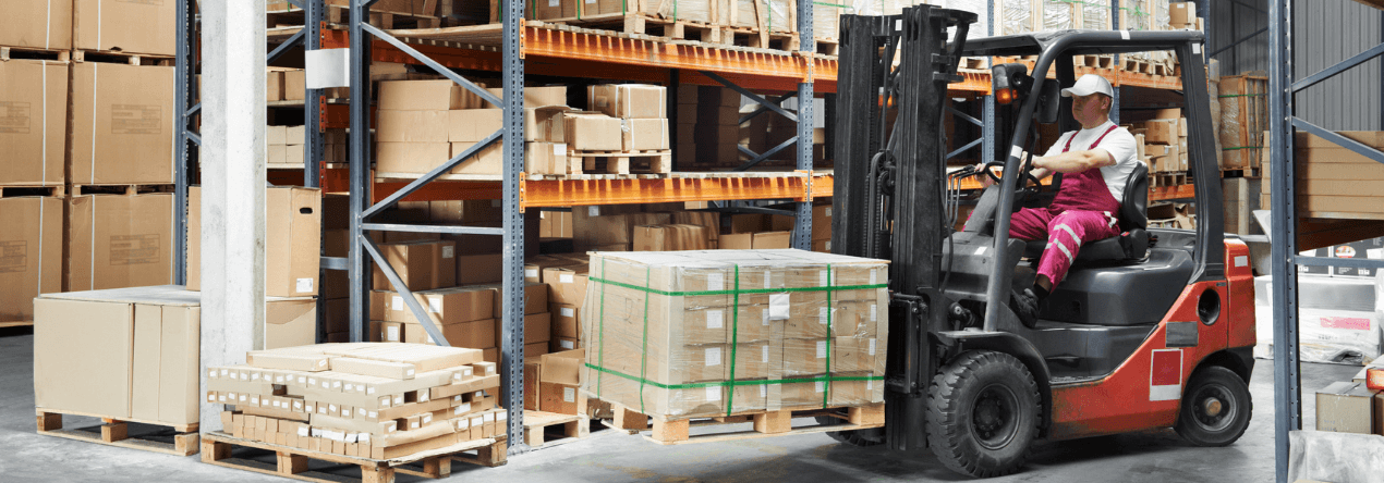 worker using a counterbalance forklift